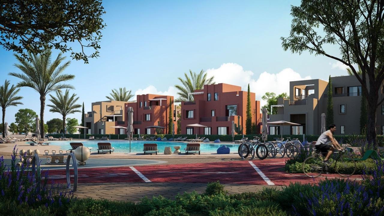 Dua Makadi Heights residential compound offering affordable remote work lifestyle with Red Sea views