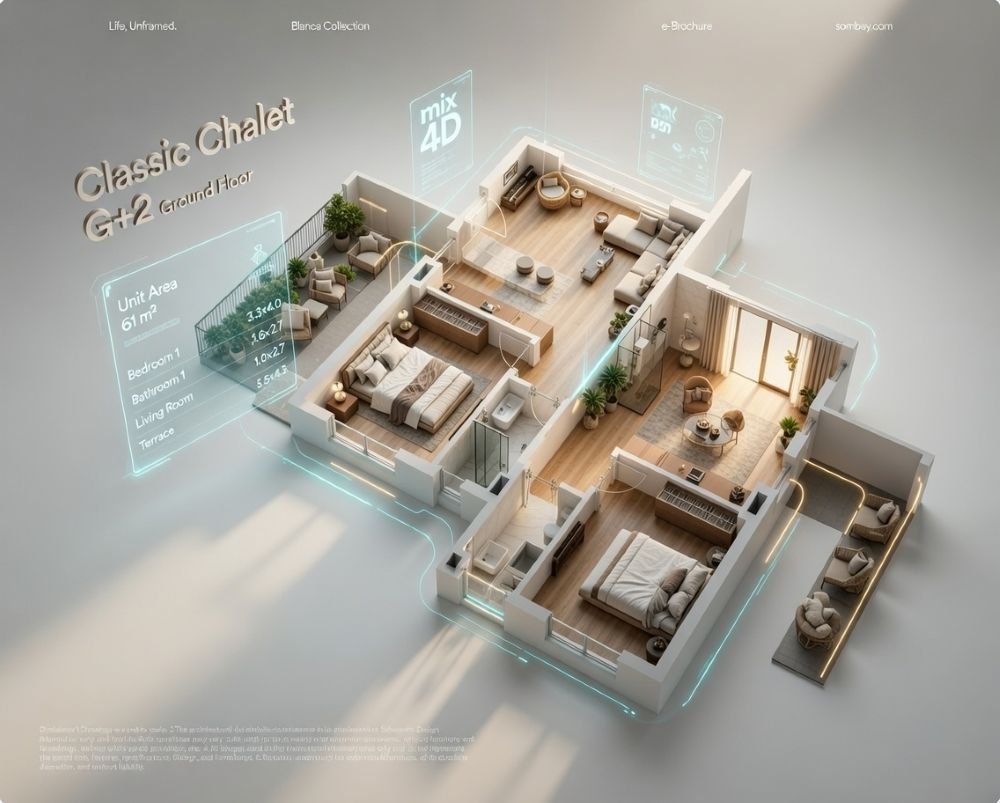 Blanca 1-bedroom apartment floor plan showing size and layout for cost calculation