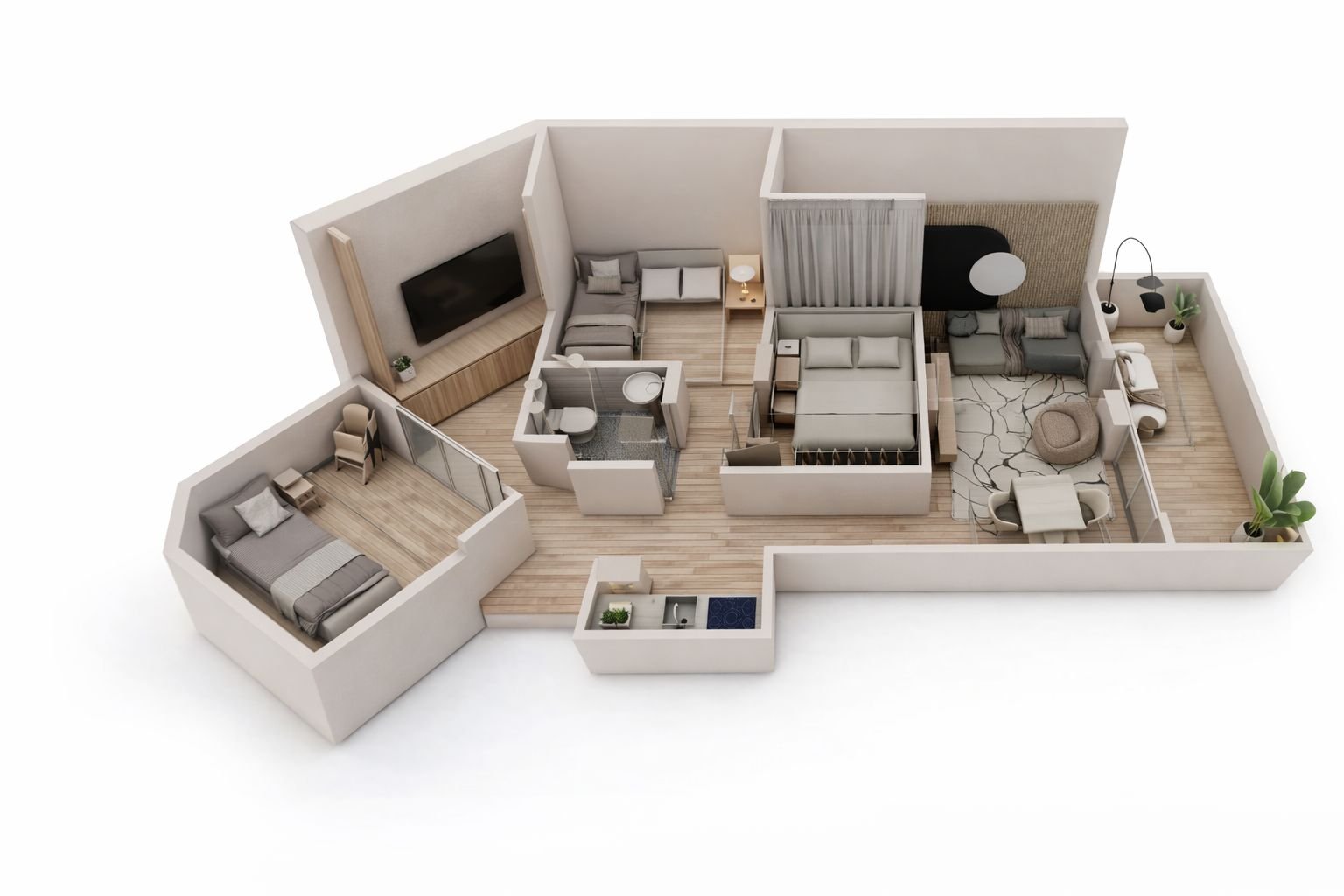 2 Bedroom Apartment in Marvento Resort Hurghada with private beach and Sky Pool