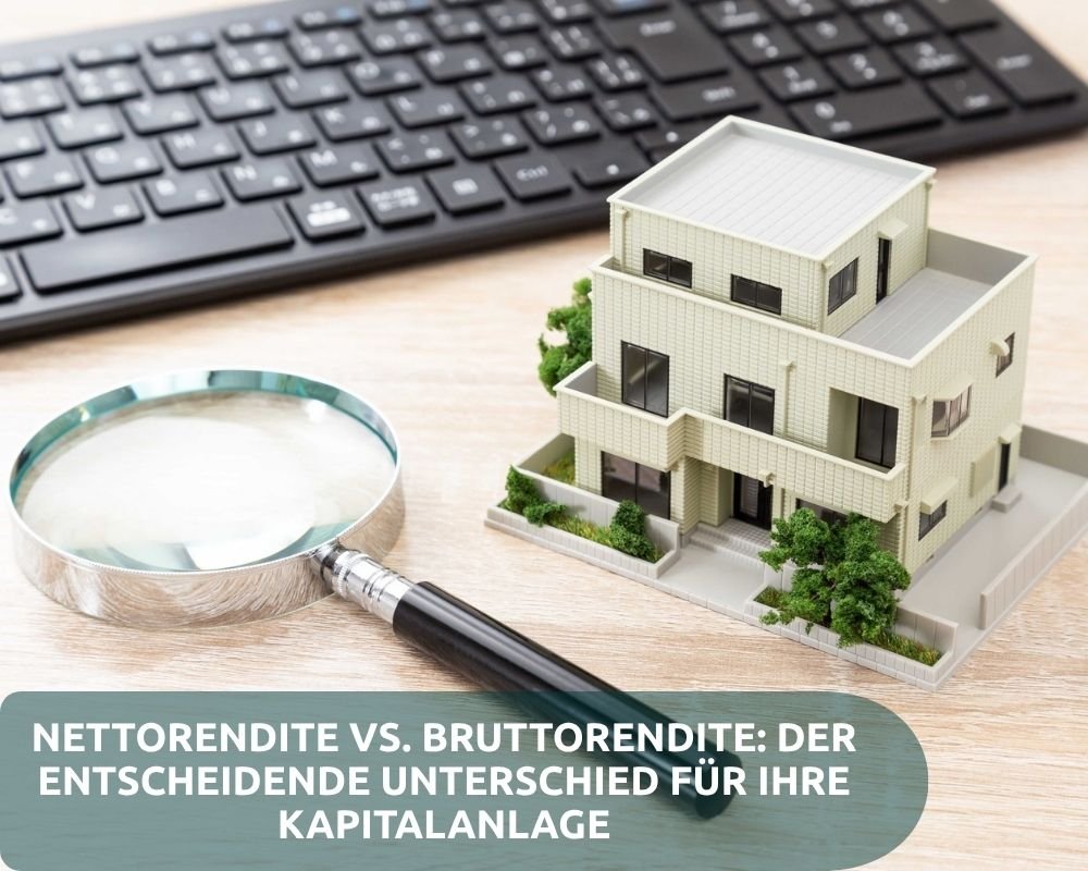 Vergleichsgrafik: Bruttorendite vs. Nettorendite bei der Kapitalanlage – nach Abzug aller Kosten bleibt die realistische Rendite.